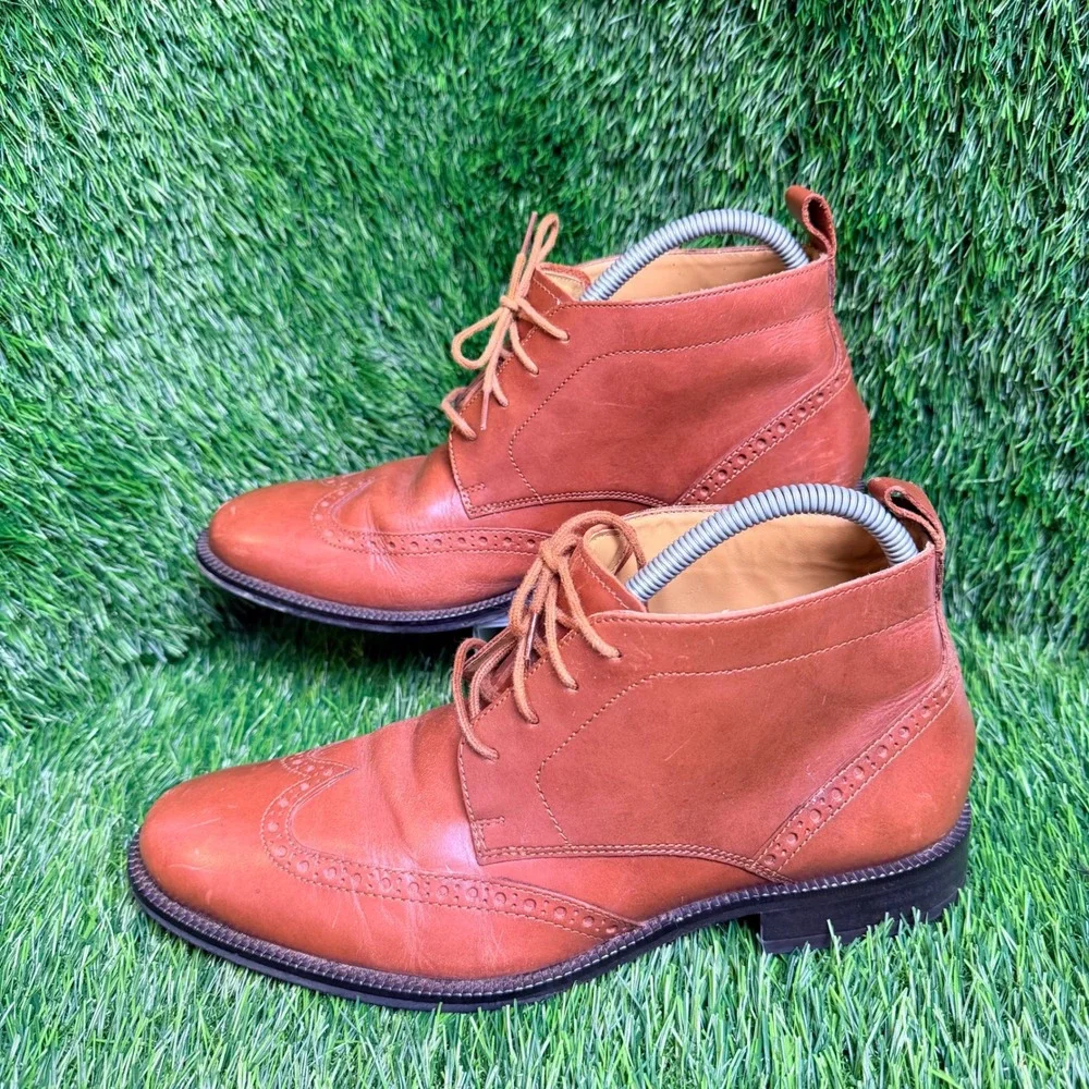 Cole Haan Mens British‎ Tan Leather Wingtip Chukka Boots C12674 Brown Size 7.5 M